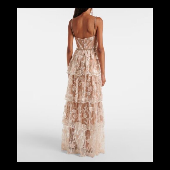 Self Portrait Flower Sequin Tier Maxi Dress US Size 8 - Picture 2 of 6